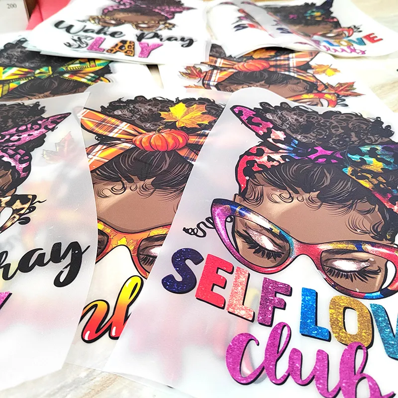 Hete Verkoop Wasbare Zwarte Vrouwen Plastisol Warmte Sticker Voor Kleding Afrikaanse Meisje Afdrukken Transfer Voor T-Shirt Stickers