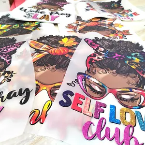 Hot Sale Washable Black Women Plastisol Heat Sticker For Clothes African Girl Printing Transfer For T-Shirt Decals