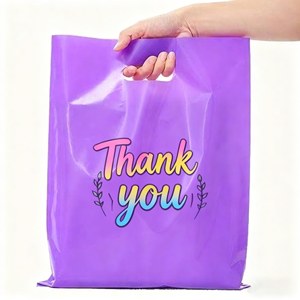 ถุงพลาสติกพิมพ์ลายตามสั่ง ถุงช้อปปิ้งกันน้ำ หูหิ้วแบบไดคัท ถุง PE สำหรับบรรจุภัณฑ์เสื้อผ้า รองเท้า และถุงเท้า ของขวัญส่งเสริมการขาย - Product Image 1