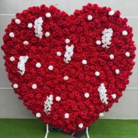 Hochzeitsdekoration Rote Herzförmige Blumenwand-Kulisse 3D Künstliche Seidenrosen-Blumenwand für Heiratsantrag
