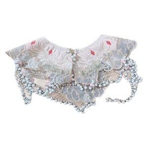 Falda roja estilo caballo, cuello falso estilo Hanfu, vestido chino de estilo antiguo con hombros con diseño de nube y cuello floral, para mujer. - Product Image 5