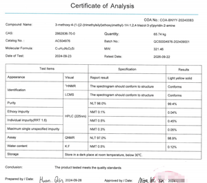สารอินทรีย์ 3-เมทอกซี-4-(1-((2-(ไตรเมทิลไซลิล)เอทอกซี)เมทิล)-1H-12,4-ไตรแอดอล-3-อิล)ไพริดิน-2-อะมีน ความบริสุทธิ์ 95% CAS2862836-70-0 - Product Image 2