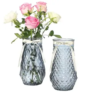 Factory Sell Glass Vases Wedding Centerpiece Clear Colored Blown Crystal Glass Flower Vase Table Decoration