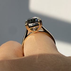 プロヴァンス15x 9mm放射形クリススカットダークグレーモアッサナイト結婚指輪セット女性ジュエリー10kイエローゴールド - Product Image 5