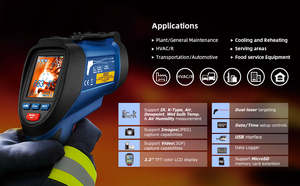 เครื่องวัดอุณหภูมิอุตสาหกรรมแบบอินฟราเรด DT-9861 CEM-ชาร์จได้50ถึง1600องศาเซลเซียสพร้อมกล้องและเครื่องบันทึกข้อมูล - Product Image 4