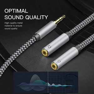 <span class=keywords><strong>Casque</strong></span> d'écoute <span class=keywords><strong>Hifi</strong></span> 3.5MM en métal plaqué or Extension de répartiteur Y Audio 1 mâle 3.5MM à 2 double câble femelle 3.5MM - Product Image 2