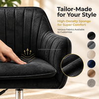 Chaise de salle à manger pivotante rembourrée avec base chromée à cinq étoiles et roulettes pour bureau, salle d'étude et espace de travail à domicile