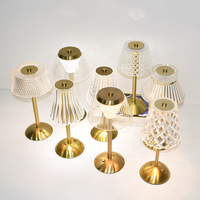 Décoration d'intérieur, lampe de nuit sans fil de luxe, rechargeable par USB, contrôle tactile 3 couleurs, gradation, lampe de table en cristal de diamant doré pour mariage