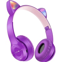 Harga Pabrik Headphone Nirkabel Over-Ear dengan Lampu RGB Telinga Kucing dan Suara Stereo Headset Anak untuk Anak-anak.