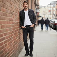 Jean slim vintage extensible pour homme, taille mi-haute, tissé, délavage foncé avec broderies, collection Printemps ODM