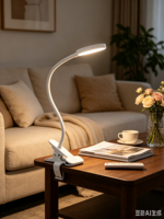 Lampe de lecture LED portable à pince en métal, réglable et flexible, avec contrôle tactile USB, pour chevet et table, intensité variable, pour la lecture et la nuit