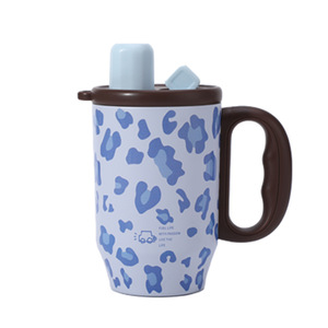 Termo con estampado de leopardo y asa, taza de café con aislamiento de doble pared de gran capacidad para uso diario de estudiantes - Product Image 2