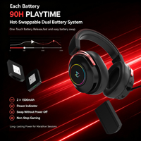 Casque de jeu Aikun GH820WR sans fil, double mode BT6.0/2.4Ghz/filaire, supra-auriculaire, rechargeable, batterie remplaçable par l'utilisateur, ANC