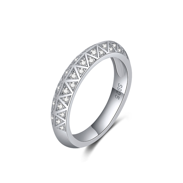 RINNTIN SR246 925 Sterling Silver Wedding Eternity Bands Ring Personalized Round Zircon Ring Women Men Classic Style Wholesale