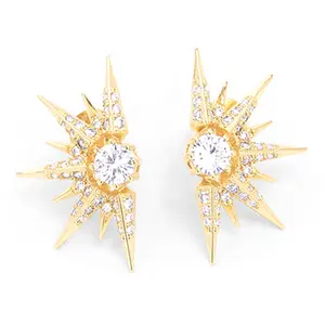 24K Real Gold Plated fashion CZ Studs Earrings Fashion Cubic Zirconia Small Stud Earrings for women girls