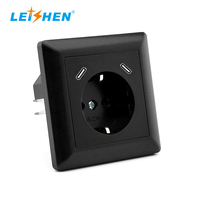Système OEM de vente en gros prise Schuko allemande série 55 PD 18W à charge rapide prise murale USB Schuko double type-c/USB-C encastrée