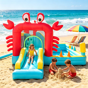Vente en gros de château gonflable aquatique sur le thème de la mer en tissu Oxford <span class=keywords><strong>avec</strong></span> <span class=keywords><strong>toboggan</strong></span>, <span class=keywords><strong>piscine</strong></span> à jets d'eau, jouet d'été pour enfants dans la cour - Product Image 5