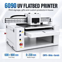Printer UV Flatbed 6090 600x900mm A1 Printer LED UV Epson XP600 I3200 Head 23cm Tinggi CMYK+W+V untuk Kaca Akrilik Kayu Logam