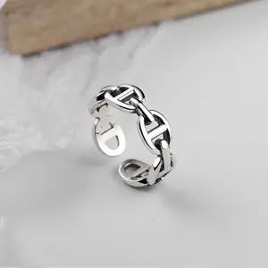Wholesale custom 925 silver jewelry OEM lock link silver ring for women