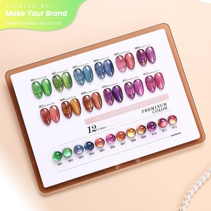 Vernis Gel Magnétique Double Ligne Effet Œil de Chat pour l'Été – 12 Couleurs Néon <span class=keywords><strong>Corail</strong></span> Gelée avec Double Aimant pour Usage Professionnel en Salon - Product Image 2