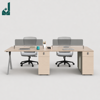 Ensemble de poste de travail de bureau moderne avec cloison, armoire de rangement et bureau avec gestion des câbles pour espace de travail ouvert d'entreprise