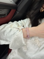 Bracelet en quartz rose naturel et fantôme de flocon de neige en forme de boule - Bijou de guérison en cristal violet, cadeau romantique unisexe FJYA
