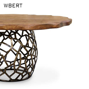 WBERT Table à manger ronde de luxe moderne et personnalisée italienne en bois massif avec métal haut de gamme pour Villa Club Hall Application - Product Image 2
