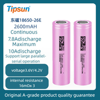 Batterie 3.7V 2600mAh 18650 Tipsun 26E, cellule lithium-ion rechargeable à haut débit de décharge
