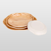 Plateau en mélamine populaire aspect bambou vert, résistant aux chocs et à l'usure, assiette de service ronde pour café, hôtel, fêtes de famille