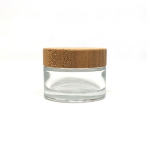 50ml Glass Cream Jar with Bamboo Top and Lids <b>Clear</b> Frosted 30g/50g/100g Sizes for Skin Care Lotion - Product Image 4