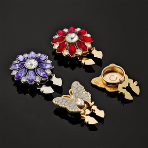 Luxury Floral Pearl Flower Butterfly <b>Button</b> Clip Metal <b>Buttons</b> Cover With Rhinestones And Pearls For Women Clothing Decoration - Product Image 2