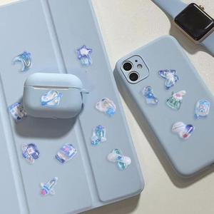 Juego de Pegatinas Personalizadas Azules, Lindas, Impermeables, de PVC con Impresión UV, con Diseño de Mariposas, Corazones, Decoración de Burbujas, Calcomanías 3D - Product Image 3