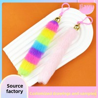 En stock, Breloque porte-clés en peluche style européen avec pompon en fourrure coloré, Pendentif de sac, Accessoire de décoration animalier DIY, Origine Chine