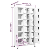Armoire de classement autoportante en acier blanc à 18 compartiments, design moderne, réglable, avec aérations durables, pour bureau à domicile et appartement