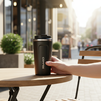 Tasses à café isothermes personnalisées en acier inoxydable de 13 oz et 17 oz avec bouteilles d'eau jaunes isolées sous vide pour le camping