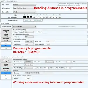 Jarak Jauh Gratis SDK 860-960M Hz 6-10M Membaca Rentang UHF Jarak Jauh RFID Reader