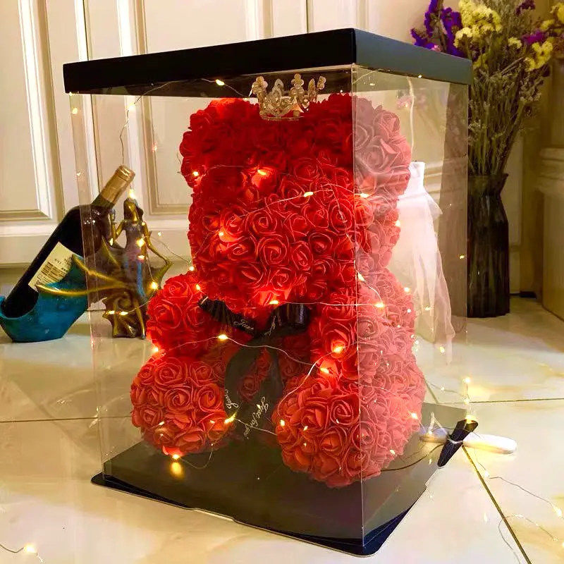 Valentines Rose Teddy Bear With Led Light Teddy Bear Rose Valentines Rose Teddy Bears with box gift