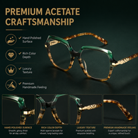 Vente en gros de montures en acétate de qualité supérieure, décoration métallique exquise, lunettes optiques colorées, logo personnalisé, lunettes pour femmes