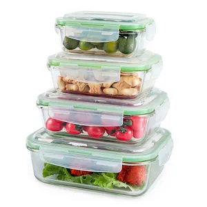 Professionelle 3 fach glas lunch box baby lagerung container lebensmittel behälter mit deckel