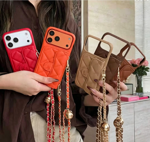 Étui de luxe en <span class=keywords><strong>cuir</strong></span> style caviar multicolore pour téléphone portable avec chaîne réglable et logo pour iPhone 17/16/13 Pro <span class=keywords><strong>Max</strong></span> - Product Image 3