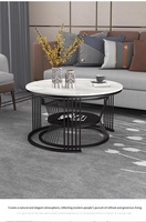 Table basse en dalle de roche de luxe léger pour salon, style moderne et minimaliste en fer forgé, idéale pour les petits appartements