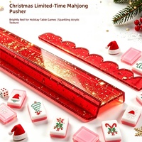 Règle de mélange de tuiles de mahjong en acrylique rouge avec paillettes dorées, style américain, pour Halloween et Noël