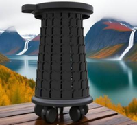 Tabouret télescopique personnalisé avec roulettes, robuste, capacité de 660 lb, hauteur réglable, tabouret de camping portable, siège rétractable en PP écologique
