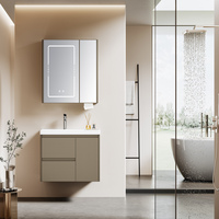 Ensemble lavabo en céramique à cuve profonde breveté, meuble de rangement mural en acier inoxydable et miroir LED anti-buée 800-1000mm