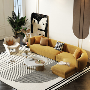 AOMISI <span class=keywords><strong>CASA</strong></span> divani da soggiorno curvi a forma di L set tappezzeria moderna set di divani componibili componibili a braccio basso in tessuto teddy - Product Image 3