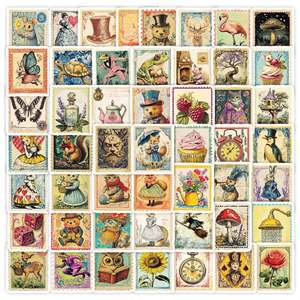 50 piezas Vintage dibujos animados cuento de hadas ilustración Reino Unido mariposa Australia canguro franqueo Koala sello pegatina - Product Image 2