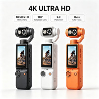 Nouveau 4K HD 180 °   Caméra d'action anti-tremblement à objectif rotatif avec écran de 2,0 pouces, batterie de 2000 mAh, légère pour le vlogging et les voyages