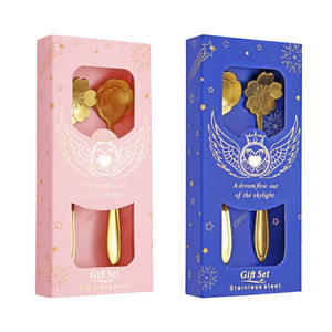 Cuchara Creativa de Acero Inoxidable Sakura, Cuchara de Café Dorada con Rosa, con Caja de Regalo, Recuerdo de Boda - Product Image 6