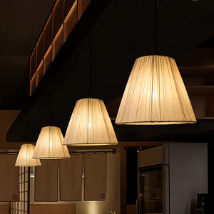Lustre de restaurant chinois, luminaire suspendu rond en tissu, LED E27, pour salle à manger et salon de thé - Product Image 1