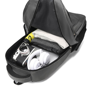 Laptop <b>Backpack</b> For Men Large Capacity Business Travel With Laptop Compartment Shoulder <b>Straps</b> Solid Color Black Blue Gray - Product Image 3